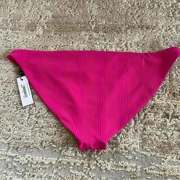 Vitamin A NWT Reversible Ribbed Textured Solid Pink Bikini Bottoms: 14 - Picture 9 of 9